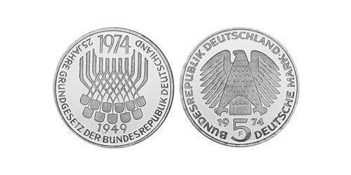 5 Mark Geschichte der Bundesrepublik Deutschland (1949-1990) Silber 