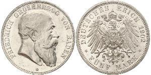 5 Mark Grand Duchy of Baden (1806-1918) Silber Friedrich I. (Baden, Großherzog) (1826 - 1907)