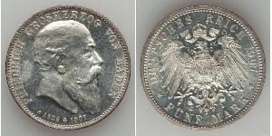 5 Mark Grand Duchy of Baden (1806-1918) Silber Friedrich I. (Baden, Großherzog) (1826 - 1907)