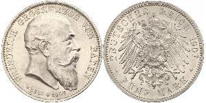 5 Mark Grand Duchy of Baden (1806-1918) Silber Friedrich I. (Baden, Großherzog) (1826 - 1907)