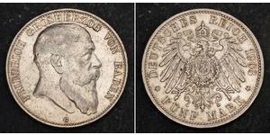5 Mark Grand Duchy of Baden (1806-1918) Silber Friedrich I. (Baden, Großherzog) (1826 - 1907)