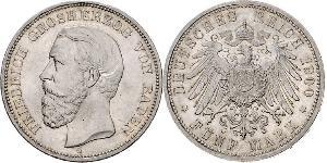 5 Mark Grand Duchy of Baden (1806-1918) Silber Friedrich I. (Baden, Großherzog) (1826 - 1907)