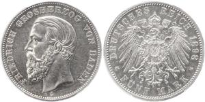 5 Mark Grand Duchy of Baden (1806-1918) Silber Friedrich I. (Baden, Großherzog) (1826 - 1907)