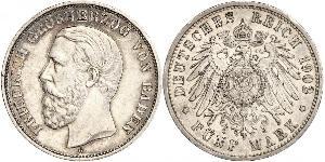5 Mark Grand Duchy of Baden (1806-1918) Silber Friedrich I. (Baden, Großherzog) (1826 - 1907)