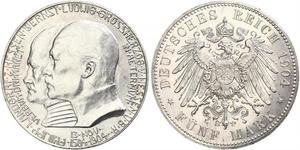 5 Mark Großherzogtum Hessen (1806 - 1918) Silber Ernst Ludwig (Hessen-Darmstadt, Großherzog) (1868 - 1937)