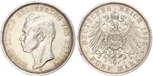 5 Mark Großherzogtum Hessen (1806 - 1918) Silber Ernst Ludwig (Hessen-Darmstadt, Großherzog) (1868 - 1937)