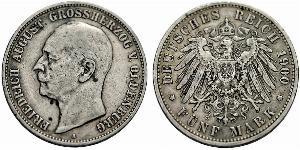 5 Mark Großherzogtum Oldenburg (1814 - 1918) Silber Friedrich August III. (Sachsen) (1865-1932)