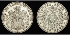 5 Mark Hamburg Silber 