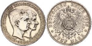 5 Mark Herzogtum Braunschweig (1815 - 1918) Silber Ernst August (Braunschweig) (1887 - 1953)