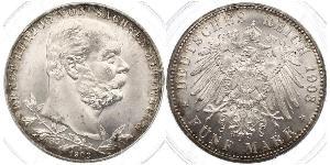 5 Mark Herzogtum Sachsen-Altenburg  (1826 - 1920) Silber Ernst I. (Sachsen-Altenburg) (1826 - 1908)