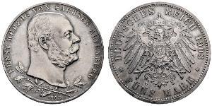 5 Mark Herzogtum Sachsen-Altenburg  (1826 - 1920) Silber Ernst I. (Sachsen-Altenburg) (1826 - 1908)
