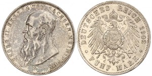 5 Mark Herzogtum Sachsen-Meiningen (1680 - 1918) Silber Georg II. (Sachsen-Meiningen)