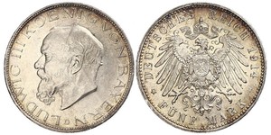 5 Mark Königreich Bayern (1806 - 1918) Silber Ludwig III. (Bayern) (1845 – 1921)