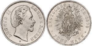 5 Mark Königreich Bayern (1806 - 1918) Silber Ludwig II. (Bayern)(1845 – 1886)