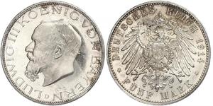 5 Mark Königreich Bayern (1806 - 1918) Silber Ludwig III. (Bayern) (1845 – 1921)