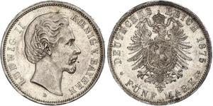 5 Mark Königreich Bayern (1806 - 1918) Silber Ludwig II. (Bayern)(1845 – 1886)