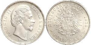 5 Mark Königreich Bayern (1806 - 1918) Silber Ludwig II. (Bayern)(1845 – 1886)