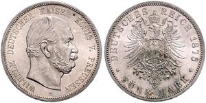 5 Mark Königreich Preußen (1701-1918) Silber Wilhelm I, German Emperor (1797-1888)