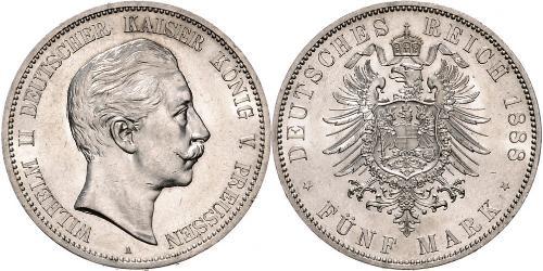 5 Mark Königreich Preußen (1701-1918) Silber Wilhelm II, German Emperor (1859-1941)