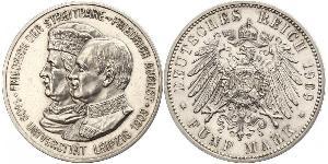 5 Mark Königreich Sachsen (1806 - 1918) Silber Friedrich August III. (Sachsen) (1865-1932)