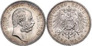 5 Mark Königreich Sachsen (1806 - 1918) Silber Georg (Sachsen)