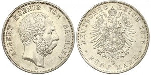 5 Mark Königreich Sachsen (1806 - 1918) Silber Albert (Sachsen)