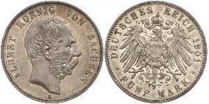 5 Mark Königreich Sachsen (1806 - 1918) Silber Albert (Sachsen)