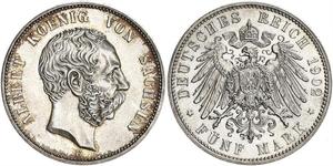 5 Mark Königreich Sachsen (1806 - 1918) Silber Albert (Sachsen)