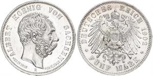 5 Mark Königreich Sachsen (1806 - 1918) Silber Albert (Sachsen)