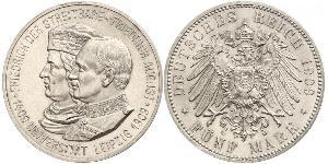 5 Mark Königreich Sachsen (1806 - 1918) Silber Friedrich August III. (Sachsen) (1865-1932)