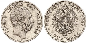 5 Mark Königreich Sachsen (1806 - 1918) Silber Albert (Sachsen)