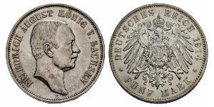 5 Mark Königreich Sachsen (1806 - 1918) Silber Friedrich August III. (Sachsen) (1865-1932)