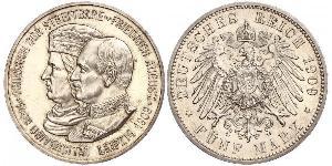 5 Mark Königreich Sachsen (1806 - 1918) Silber Friedrich August III. (Sachsen) (1865-1932)