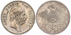 5 Mark Königreich Sachsen (1806 - 1918) Silber Georg (Sachsen)
