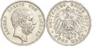 5 Mark Königreich Sachsen (1806 - 1918) Silber Albert (Sachsen)