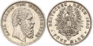5 Mark Königreich Württemberg (1806-1918) Silber Karl (Württemberg)