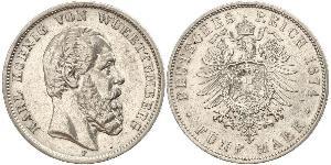 5 Mark Königreich Württemberg (1806-1918) Silber Karl (Württemberg)