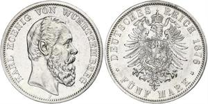 5 Mark Königreich Württemberg (1806-1918) Silber Karl (Württemberg)