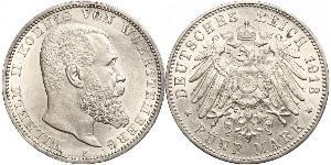 5 Mark Königreich Württemberg (1806-1918) Silber Wilhelm II, German Emperor (1859-1941)
