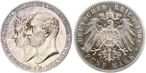 5 Mark Mecklenburg-Schwerin (1352-1918) Silber Frederick Francis IV, Grand Duke of Mecklenburg (1882 - 1945)