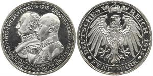 5 Mark Mecklenburg-Schwerin (1352-1918) Silber Frederick Francis IV, Grand Duke of Mecklenburg (1882 - 1945)