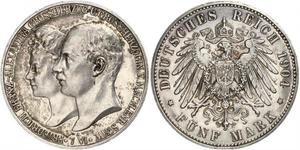 5 Mark Mecklenburg-Schwerin (1352-1918) Silber Frederick Francis IV, Grand Duke of Mecklenburg (1882 - 1945)