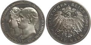 5 Mark Mecklenburg-Schwerin (1352-1918) Silber Frederick Francis IV, Grand Duke of Mecklenburg (1882 - 1945)