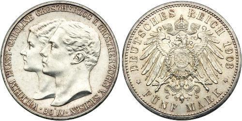 5 Mark Sachsen-Weimar-Eisenach (1809 - 1918) Silber Wilhelm Ernst (Sachsen-Weimar-Eisenach)