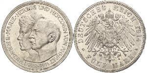 5 Mark Anhalt-Dessau (1603 -1863) Silver Friedrich II, Duke of Anhalt (1856 – 1918)