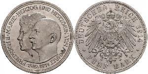 5 Mark Anhalt-Dessau (1603 -1863) Silver Friedrich II, Duke of Anhalt (1856 – 1918)