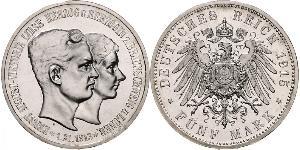 5 Mark Duchy of Brunswick (1815 - 1918) Silver Ernest Augustus, Duke of Brunswick (1887 - 1953)