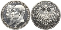 5 Mark Duchy of Mecklenburg-Schwerin (1352-1918) Silver Frederick Francis IV, Grand Duke of Mecklenburg (1882 - 1945)