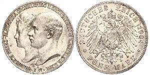 5 Mark Duchy of Mecklenburg-Schwerin (1352-1918) Silver Frederick Francis IV, Grand Duke of Mecklenburg (1882 - 1945)