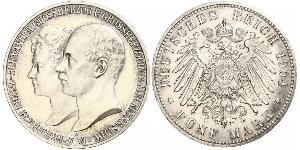 5 Mark Duchy of Mecklenburg-Schwerin (1352-1918) Silver Frederick Francis IV, Grand Duke of Mecklenburg (1882 - 1945)